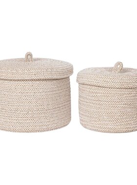 VidaXL Sebal Basket - Mand met deksel, katoen, beige, set van 2