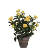 VidaXL Rozenstruik Kunstplant in Bloempot Stan - H33 x Ø25 cm - Geel