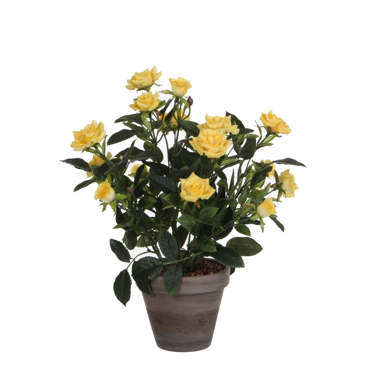 VidaXL Rozenstruik Kunstplant in Bloempot Stan - H33 x Ø25 cm - Geel