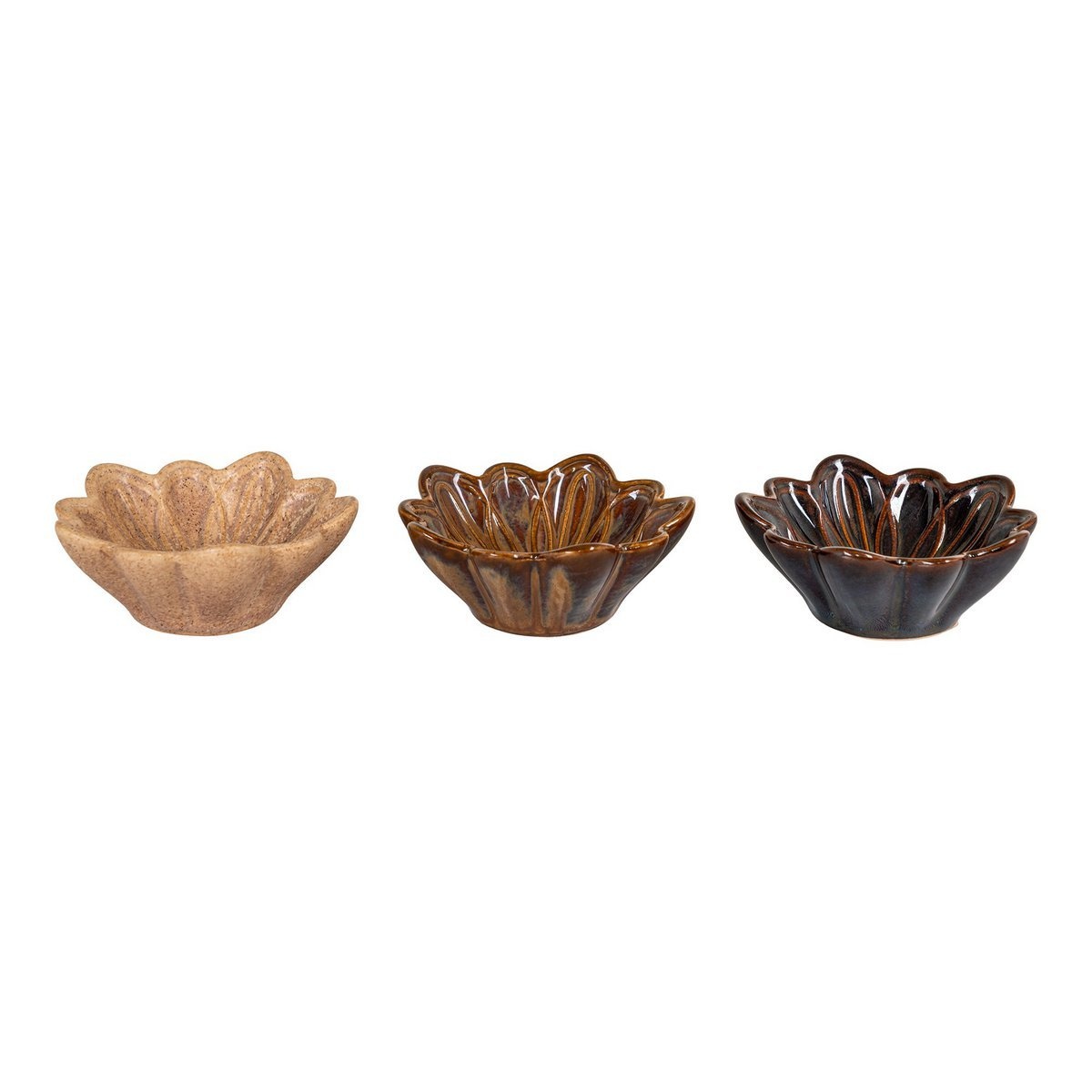 Kom - Kom, keramiek/beige/bruin/donkerbruin, ø8,5x3,5 cm, set van 3