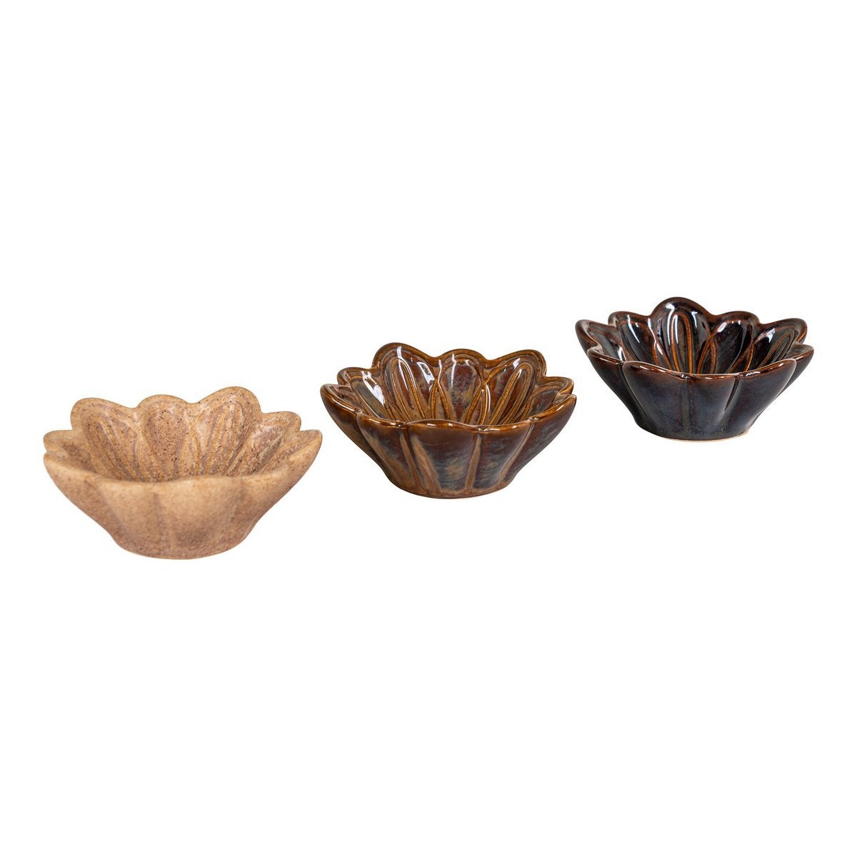 Kom - Kom, keramiek/beige/bruin/donkerbruin, ø8,5x3,5 cm, set van 3