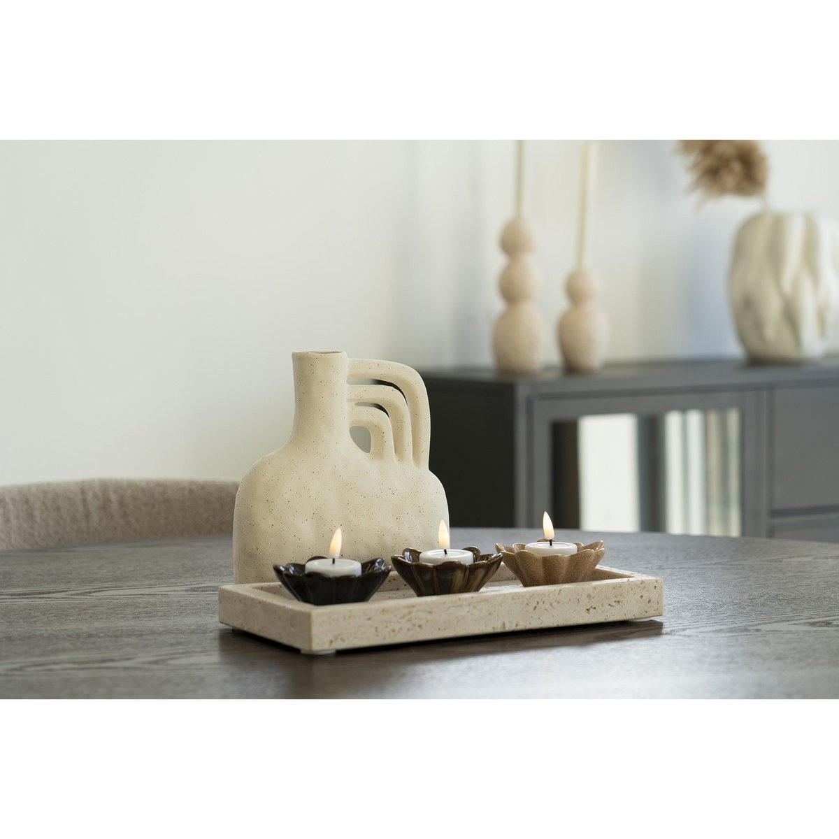 Kom - Kom, keramiek/beige/bruin/donkerbruin, ø8,5x3,5 cm, set van 3