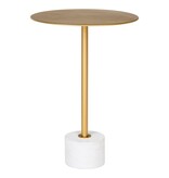 KantoormeubelenPlus Lecco Bijzettafel - Bijzettafel in messing en marmer Ø41x58 cm