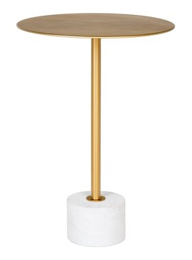 KantoormeubelenPlus Lecco Bijzettafel - Bijzettafel in messing en marmer Ø41x58 cm