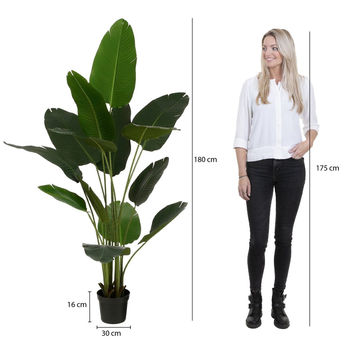 VidaXL Kunstplant Bananenboom in Pot - H180 x Ø30 cm - Groen