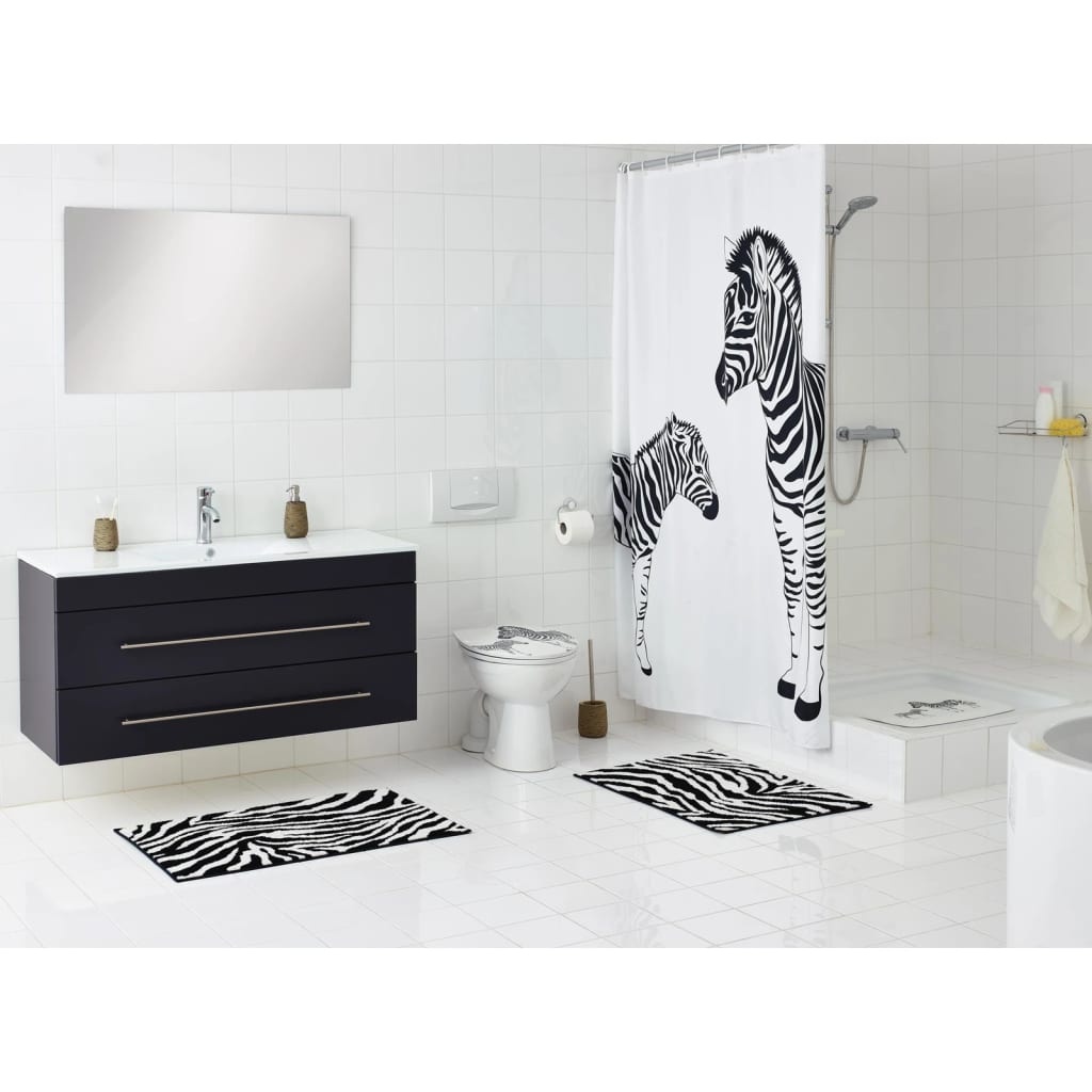 vidaXL Douchemat Zebra 54x54 cm wit en zwart