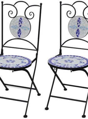 vidaXL Bistrostoelen inklapbaar 2 st keramiek blauw en wit