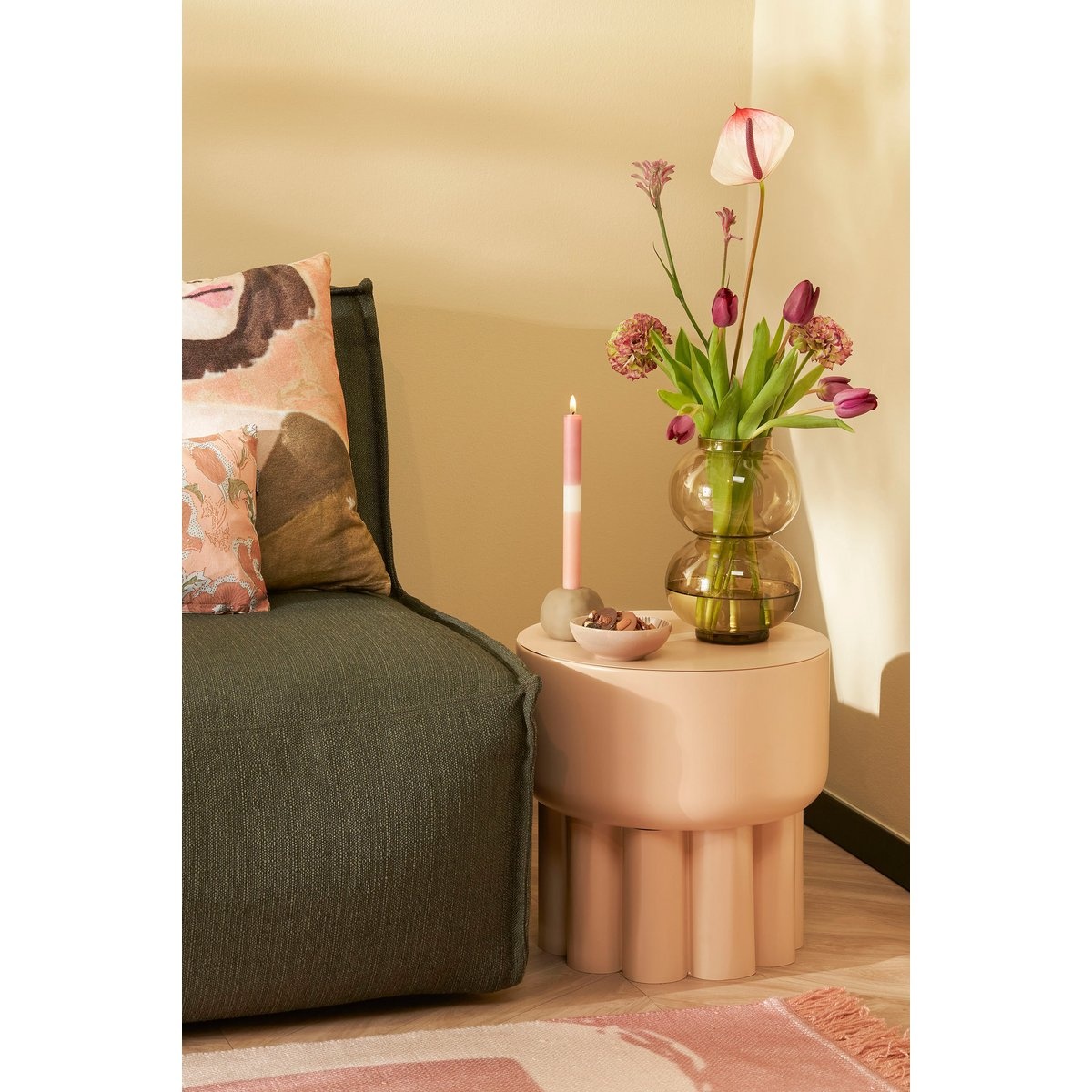 KantoormeubelenPlus Rohan Bijzettafel - H39 x Ø38 cm - Metaal - Lichtbruin