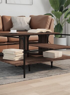 VidaXL Salontafel 100x100x48,5 cm bewerkt hout bruin eikenkleur