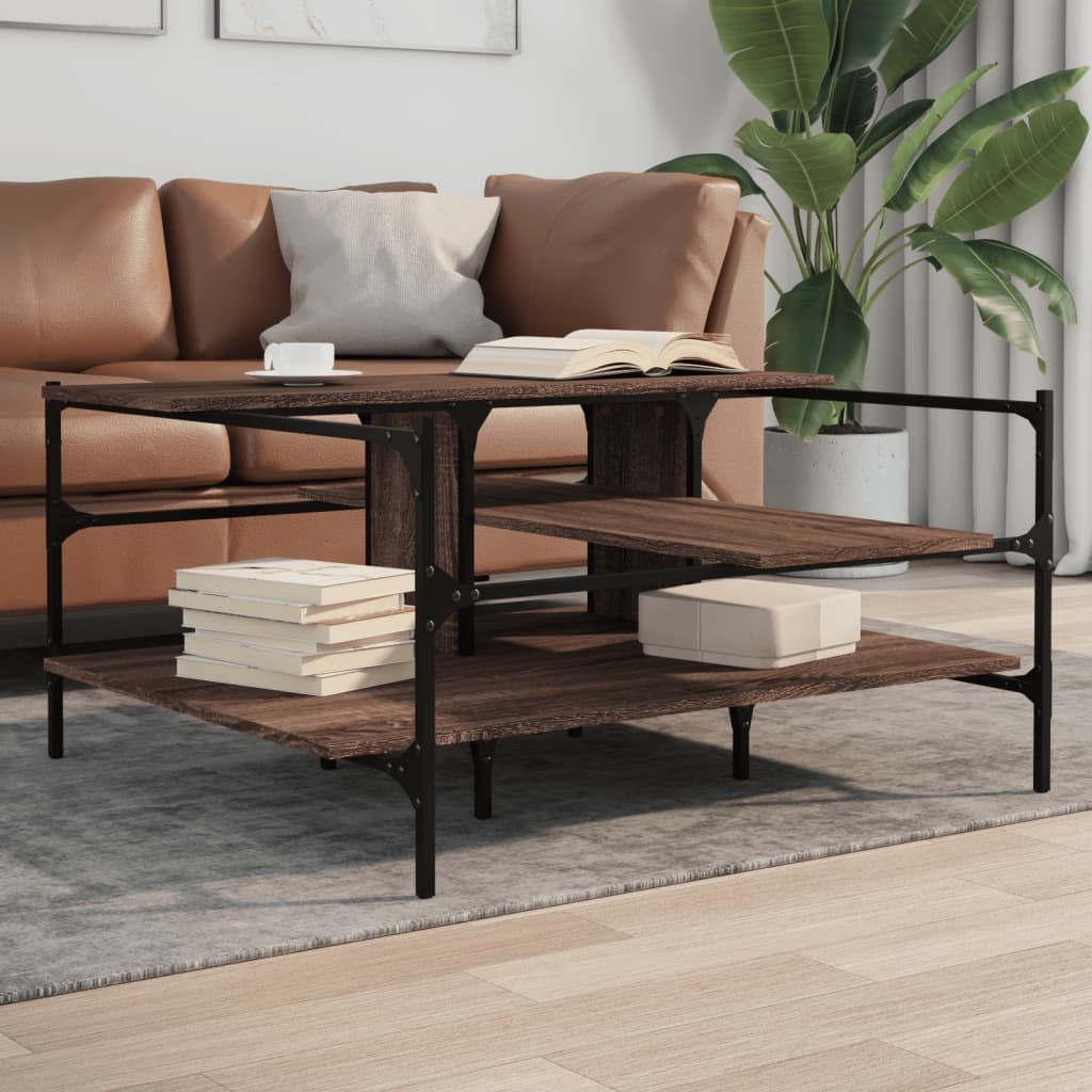 VidaXL Salontafel 100x100x48,5 cm bewerkt hout bruin eikenkleur