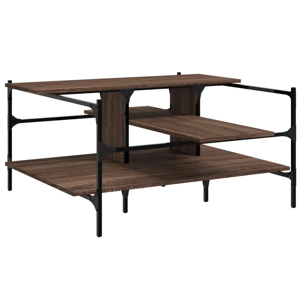 VidaXL Salontafel 100x100x48,5 cm bewerkt hout bruin eikenkleur
