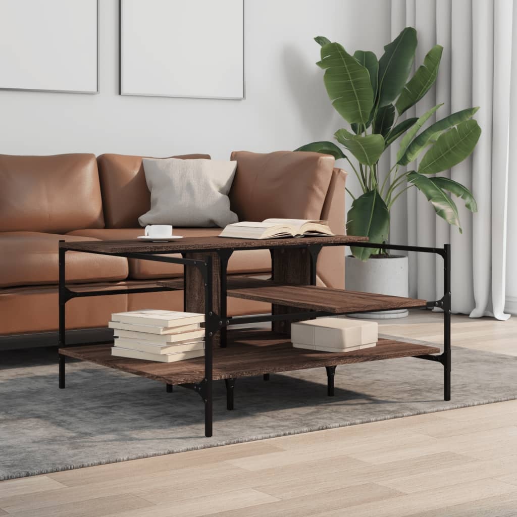 VidaXL Salontafel 100x100x48,5 cm bewerkt hout bruin eikenkleur
