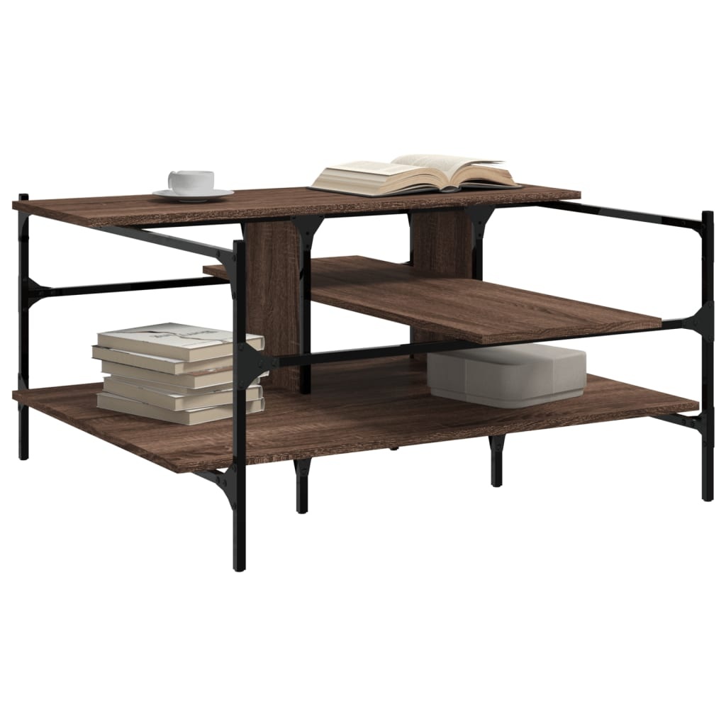 VidaXL Salontafel 100x100x48,5 cm bewerkt hout bruin eikenkleur