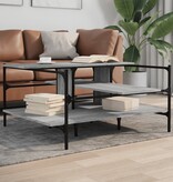 VidaXL Salontafel 100x100x48,5 cm bewerkt hout grijs sonoma