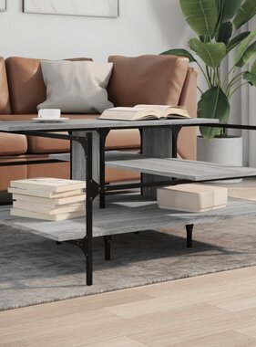 VidaXL Salontafel 100x100x48,5 cm bewerkt hout grijs sonoma