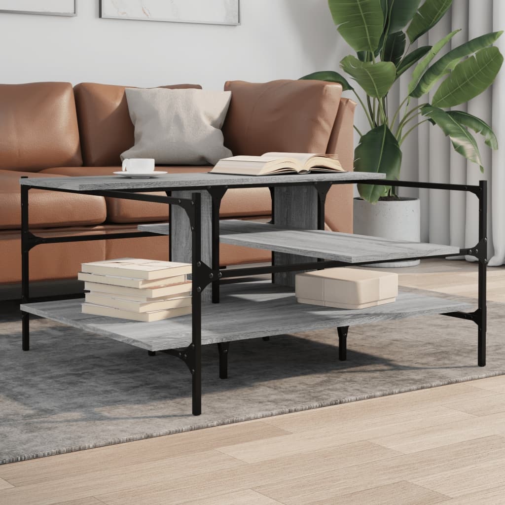VidaXL Salontafel 100x100x48,5 cm bewerkt hout grijs sonoma