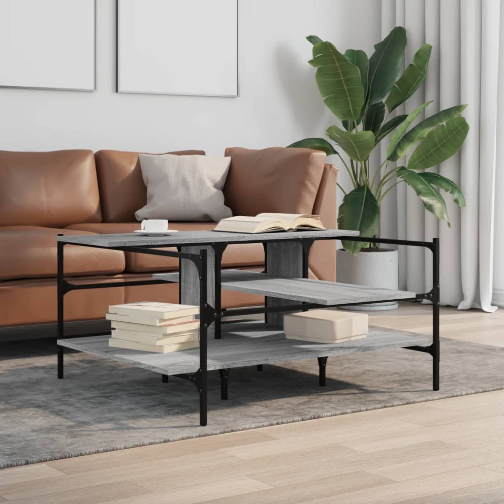 VidaXL Salontafel 100x100x48,5 cm bewerkt hout grijs sonoma
