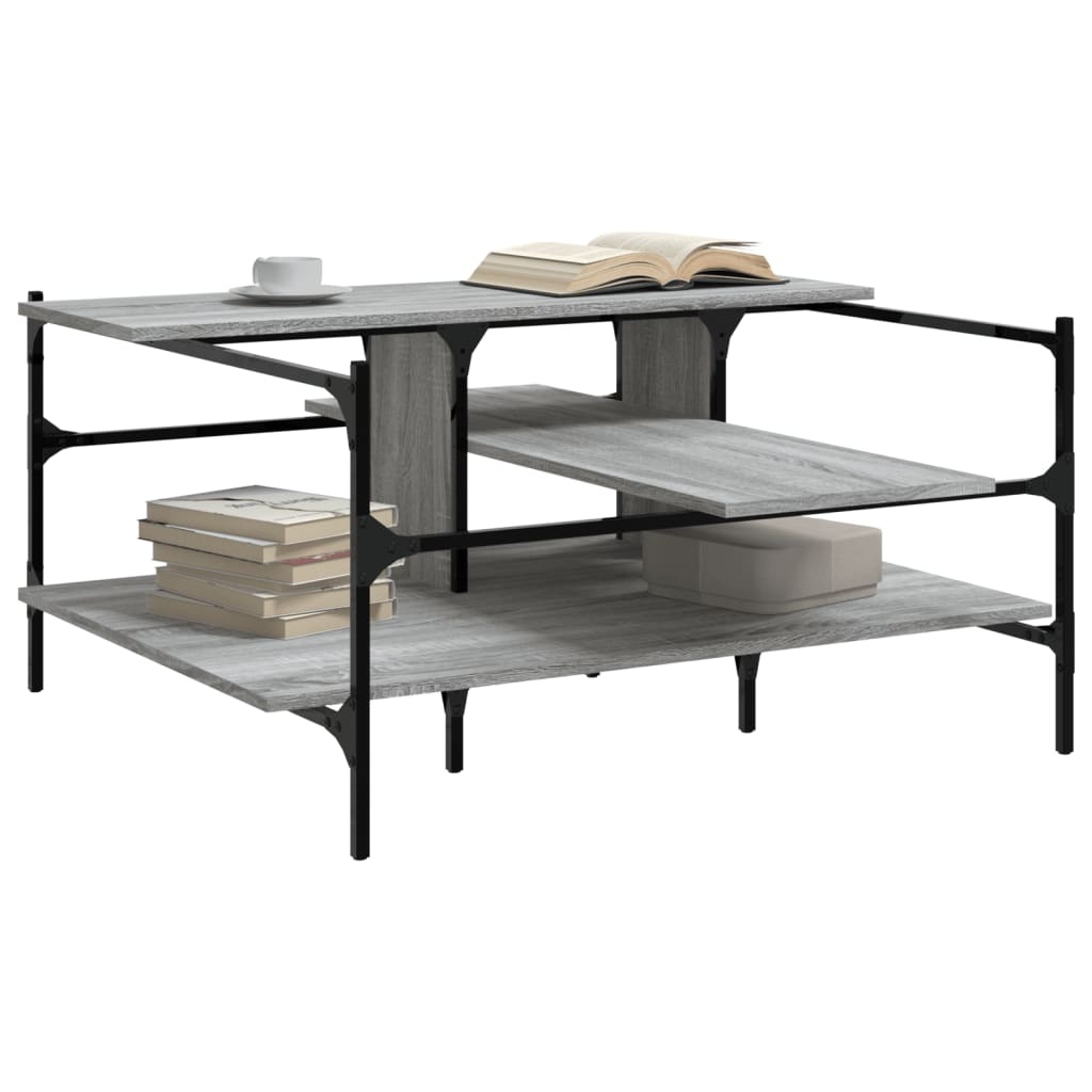 VidaXL Salontafel 100x100x48,5 cm bewerkt hout grijs sonoma