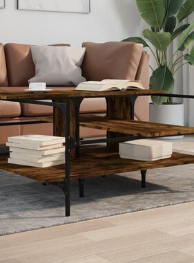 VidaXL Salontafel 100x100x48,5 cm bewerkt hout gerookt eikenkleurig