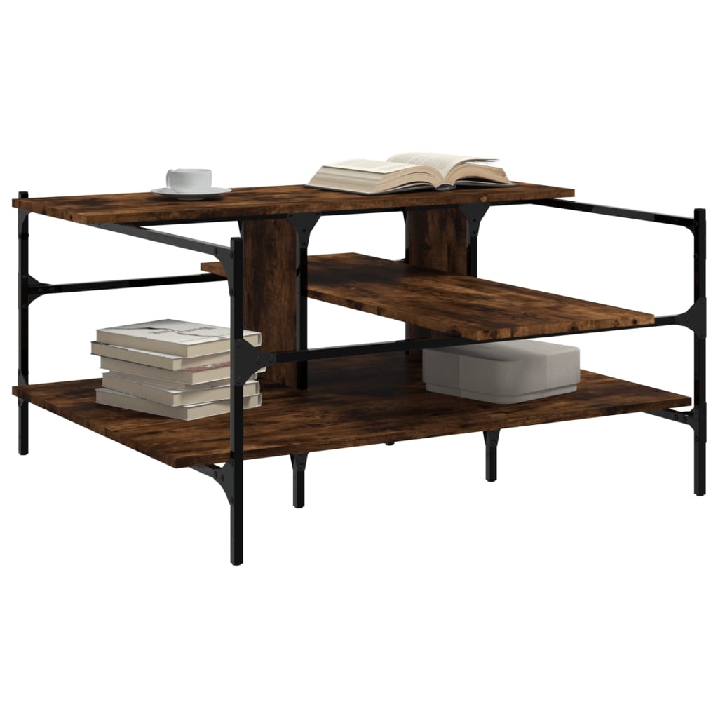 VidaXL Salontafel 100x100x48,5 cm bewerkt hout gerookt eikenkleurig