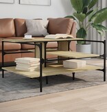 VidaXL Salontafel 100x100x48,5 cm bewerkt hout sonoma eikenkleurig