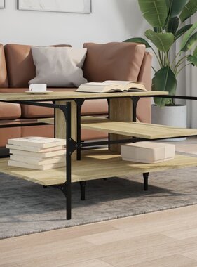 VidaXL Salontafel 100x100x48,5 cm bewerkt hout sonoma eikenkleurig
