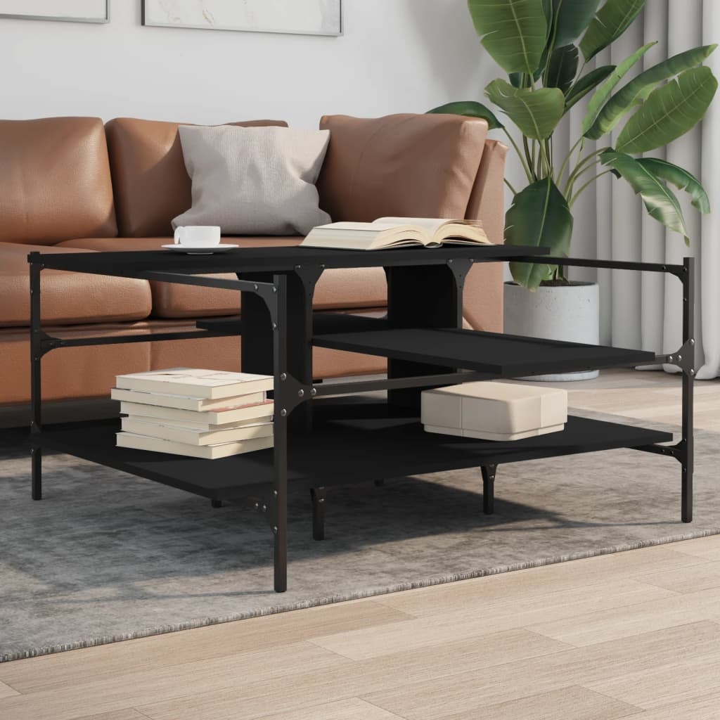 VidaXL Salontafel 100x100x48,5 cm bewerkt  hout zwart