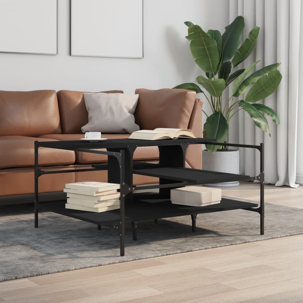 VidaXL Salontafel 100x100x48,5 cm bewerkt  hout zwart