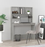 VidaXL Bureau met schappen 102x45x148 cm bewerkt hout betongrijs