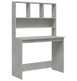 VidaXL Bureau met schappen 102x45x148 cm bewerkt hout betongrijs