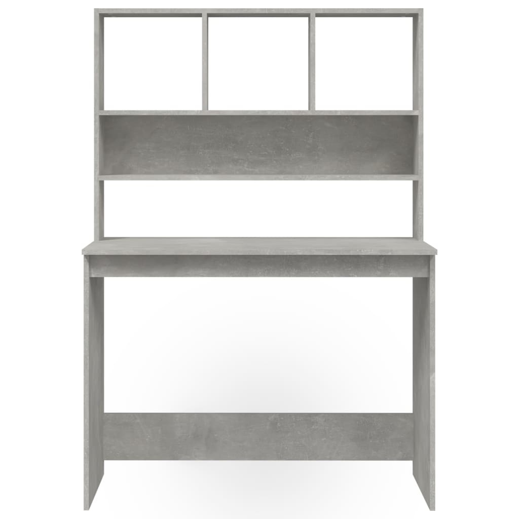 VidaXL Bureau met schappen 102x45x148 cm bewerkt hout betongrijs