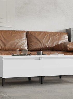 VidaXL Bijzettafels 2 st 50x46x35 cm bewerkt hout hoogglans wit