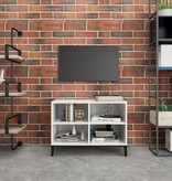 VidaXL Tv-meubel met metalen poten 69,5x30x50 cm hoogglans wit