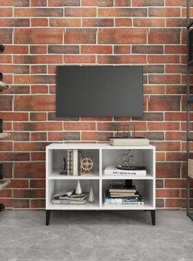 VidaXL Tv-meubel met metalen poten 69,5x30x50 cm hoogglans wit