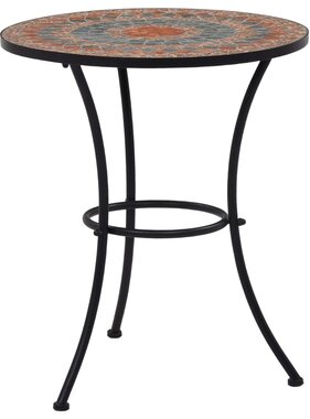 vidaXL Bistrotafel mozaïek 60 cm keramiek oranje en grijs