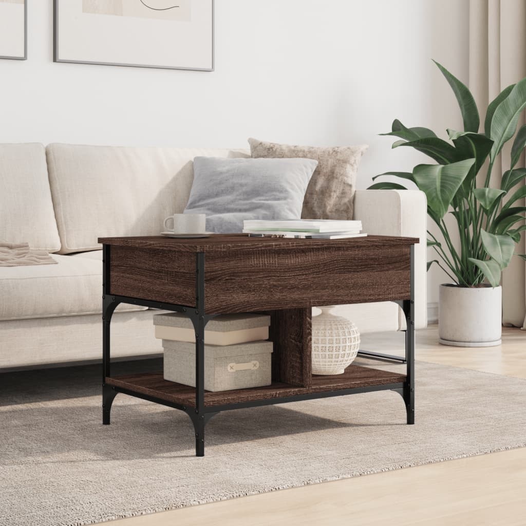 VidaXL Salontafel 70x50x50 cm bewerkt hout en metaal bruineikenkleur