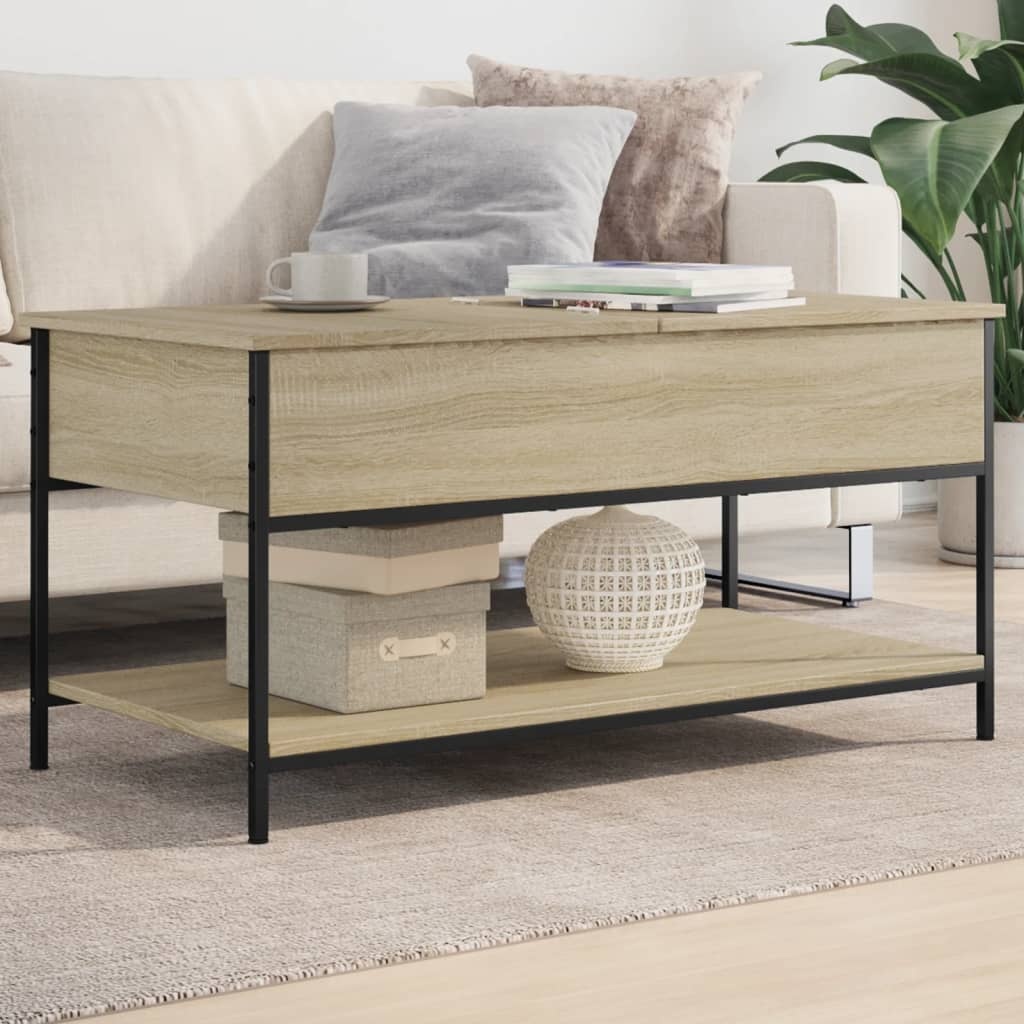VidaXL Salontafel 100x50x50 cm bewerkt hout en metaal sonoma eiken