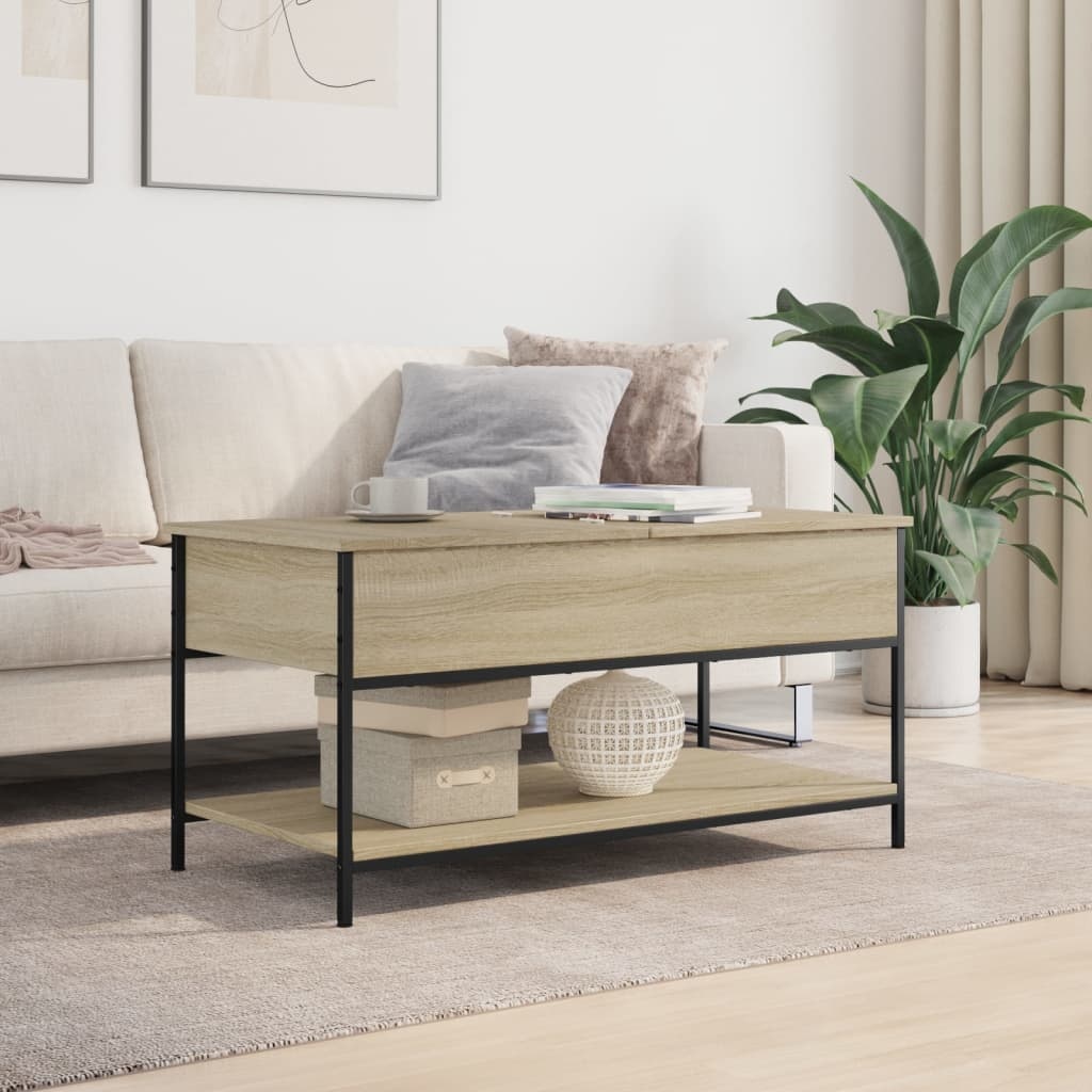 VidaXL Salontafel 100x50x50 cm bewerkt hout en metaal sonoma eiken