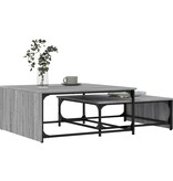 VidaXL 2-delige Salontafelset bewerkt hout en metaal grijs sonoma