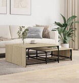 VidaXL 2-delige Salontafelset bewerkt hout en metaal sonoma eikenkleur