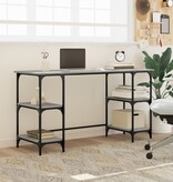 VidaXL Bureau 140x50x75 cm metaal en bewerkt hout grijs sonoma eiken