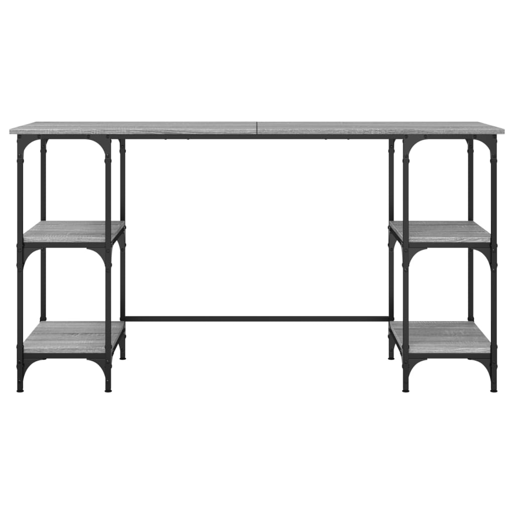 VidaXL Bureau 140x50x75 cm metaal en bewerkt hout grijs sonoma eiken