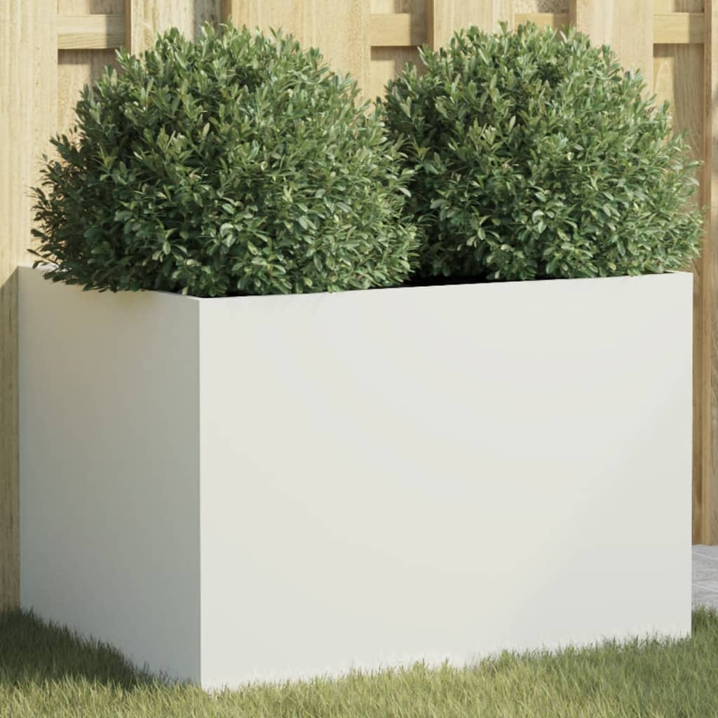 VidaXL Plantenbak 62x47x46 cm koudgewalst staal wit