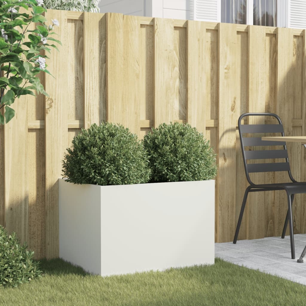 VidaXL Plantenbak 62x47x46 cm koudgewalst staal wit