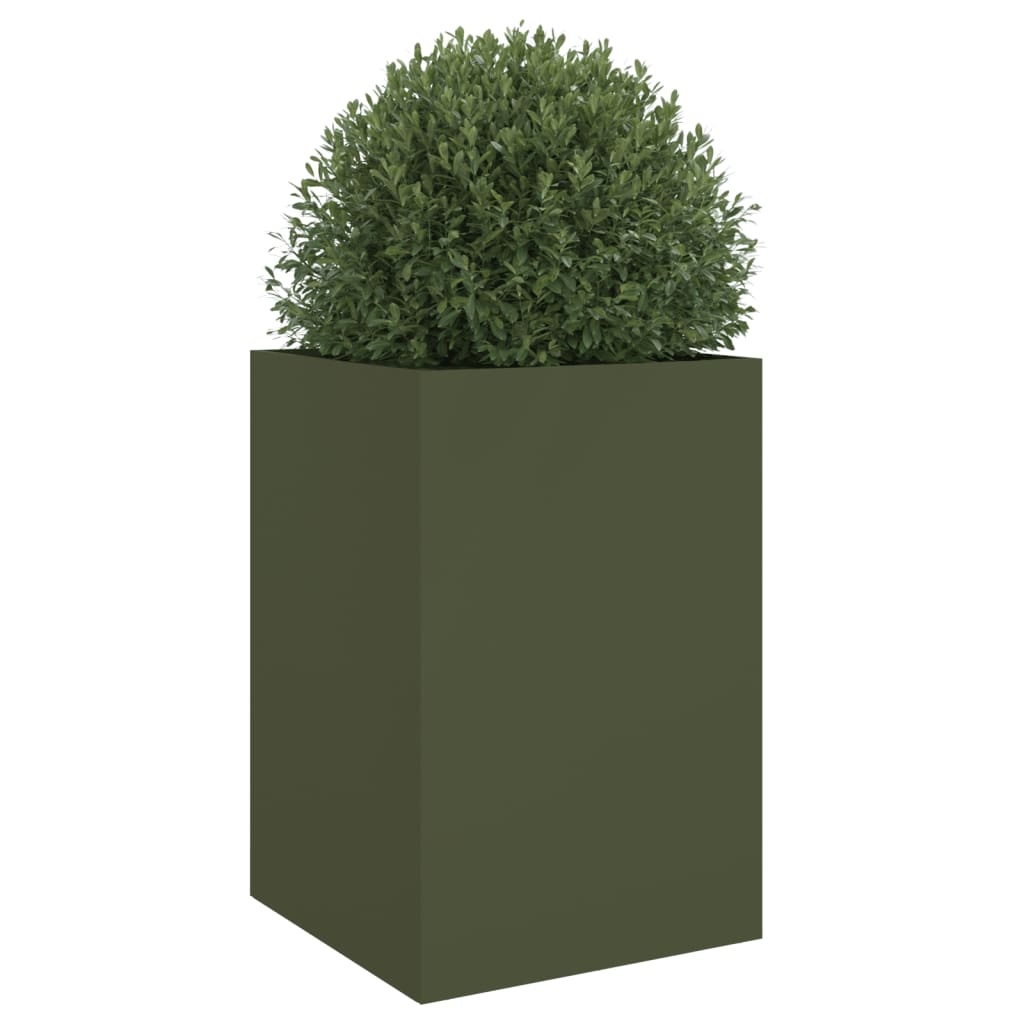 vidaXL Plantenbak 52x48x75 cm koudgewalst staal olijfgroen