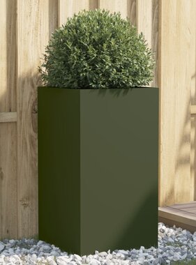 VidaXL Plantenbak 42x38x75 cm koudgewalst staal olijfgroen