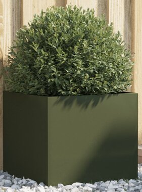 VidaXL Plantenbak 42x40x39 cm koudgewalst staal olijfgroen