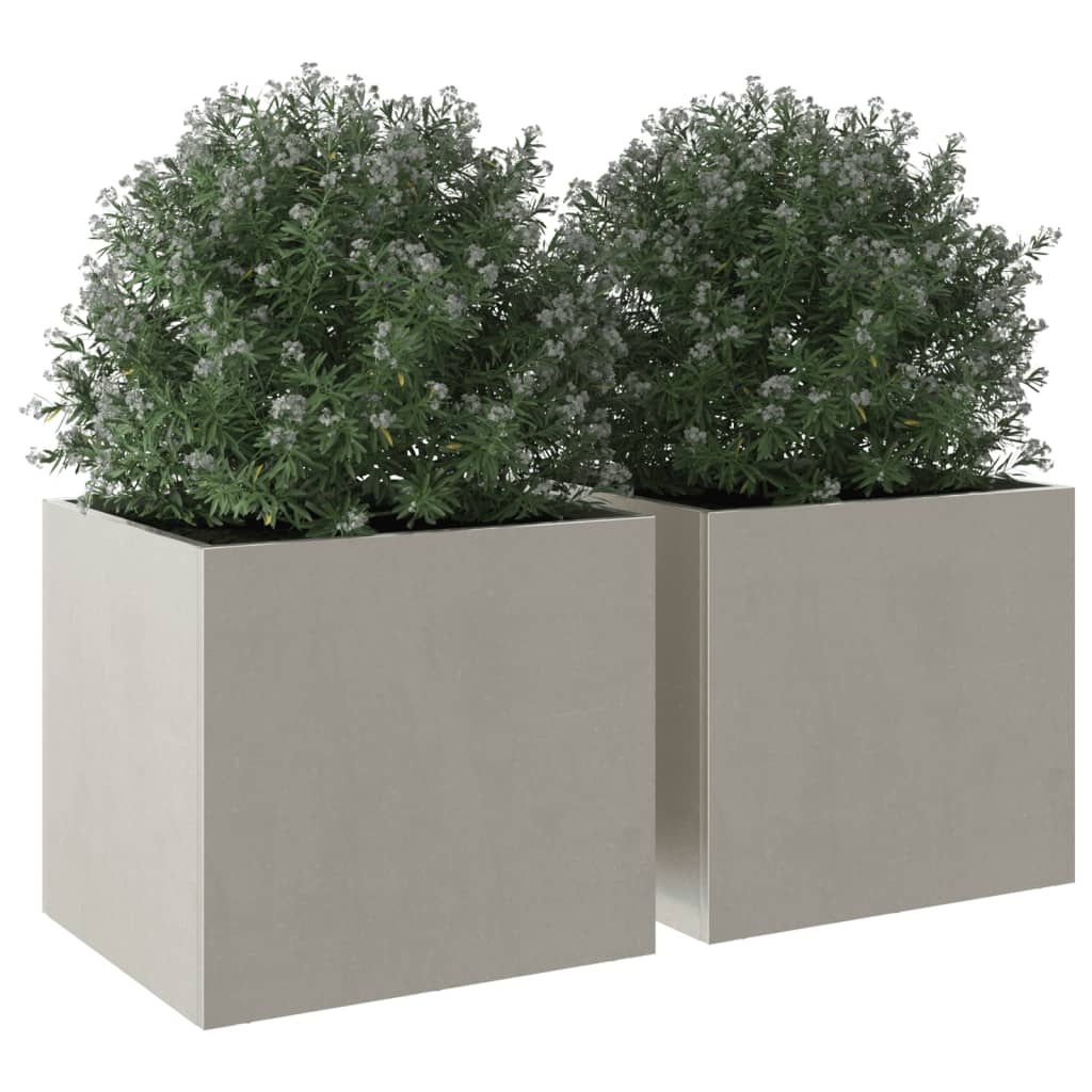 VidaXL Plantenbakken 2 st 32x30x29 cm roestvrij staal zilverkleurig