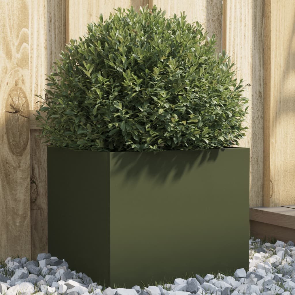 VidaXL Plantenbak 32x30x29 cm koudgewalst staal olijfgroen