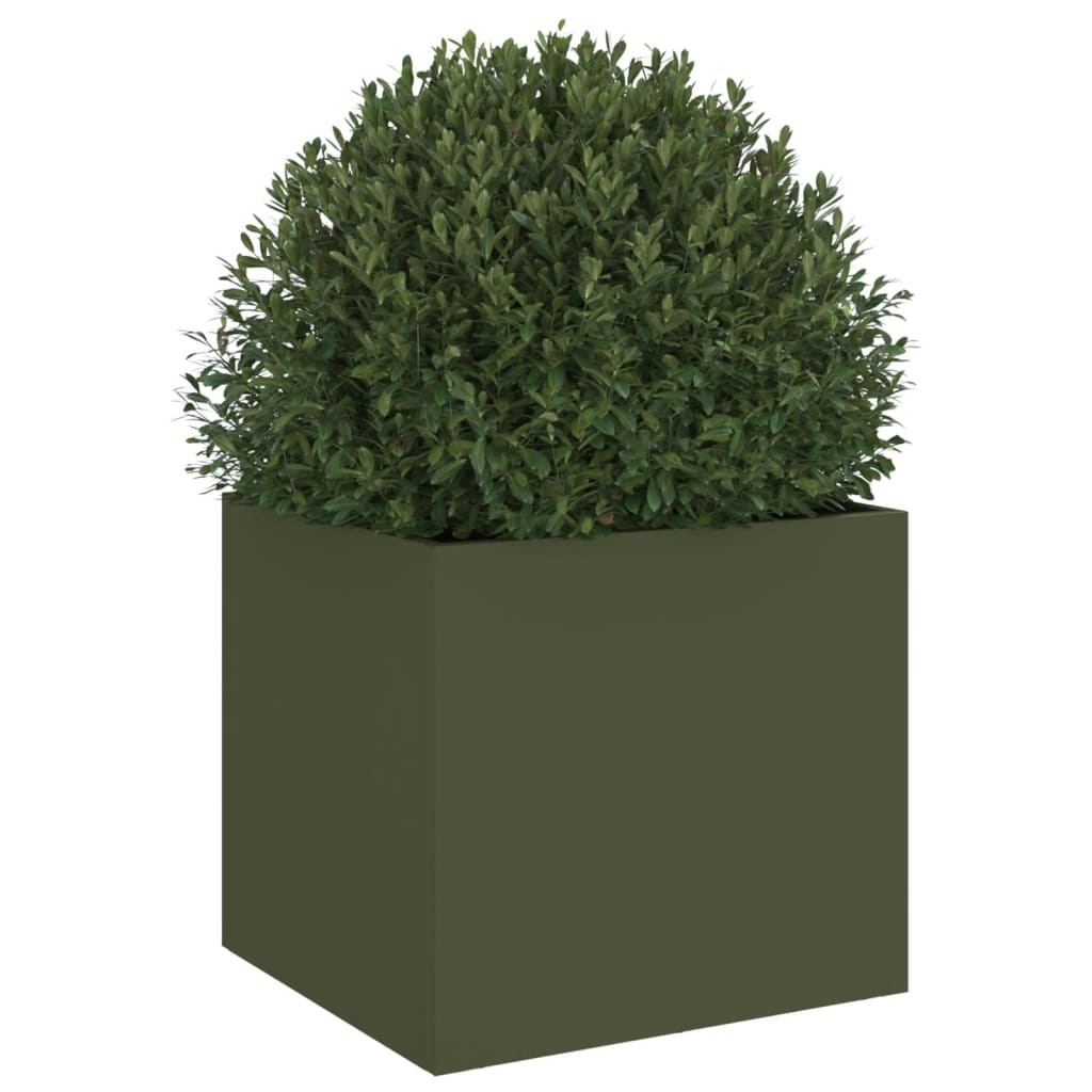 vidaXL Plantenbak 32x30x29 cm koudgewalst staal olijfgroen